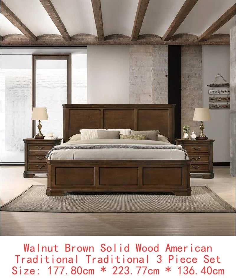 Traditional 3 Piece Wood Bedroom Set With Queen Panel Bed