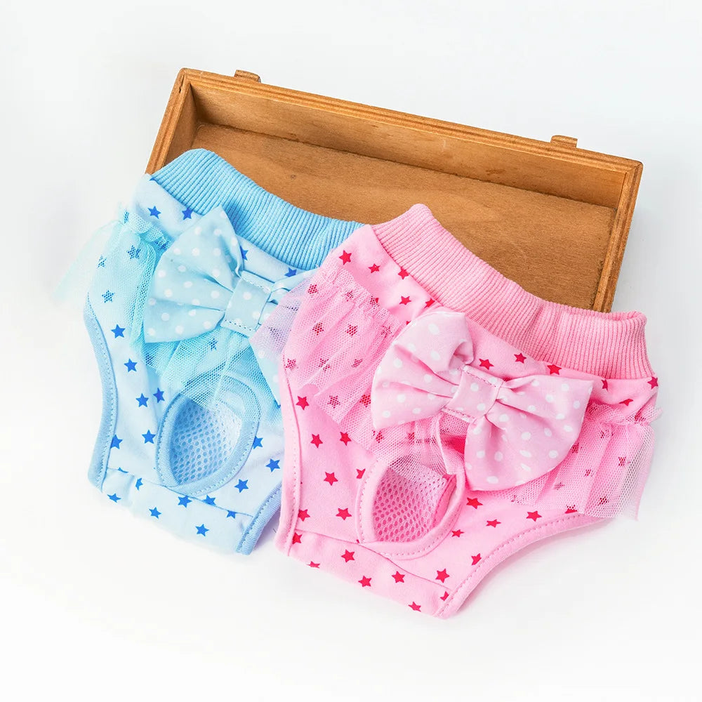 Dog Physiological Panties Washable Cotton Female Princess Bow Pet Underwear