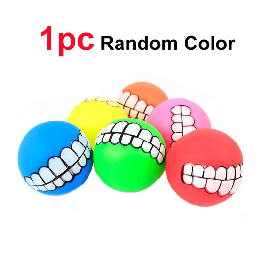 Pawstrip Rubber Squeaky Dog Toy Ball Bite Resistant Chew Toy