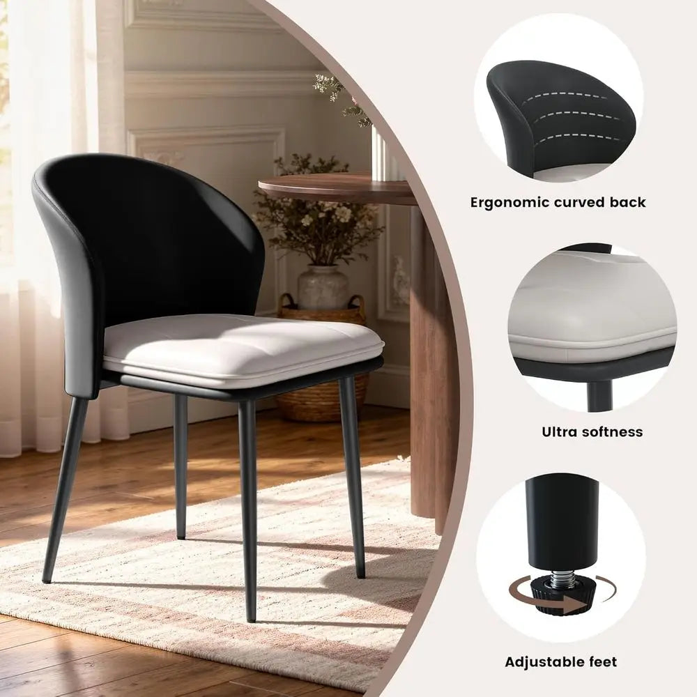 Curved Back Upholstered Dining Chairs With Metal Legs