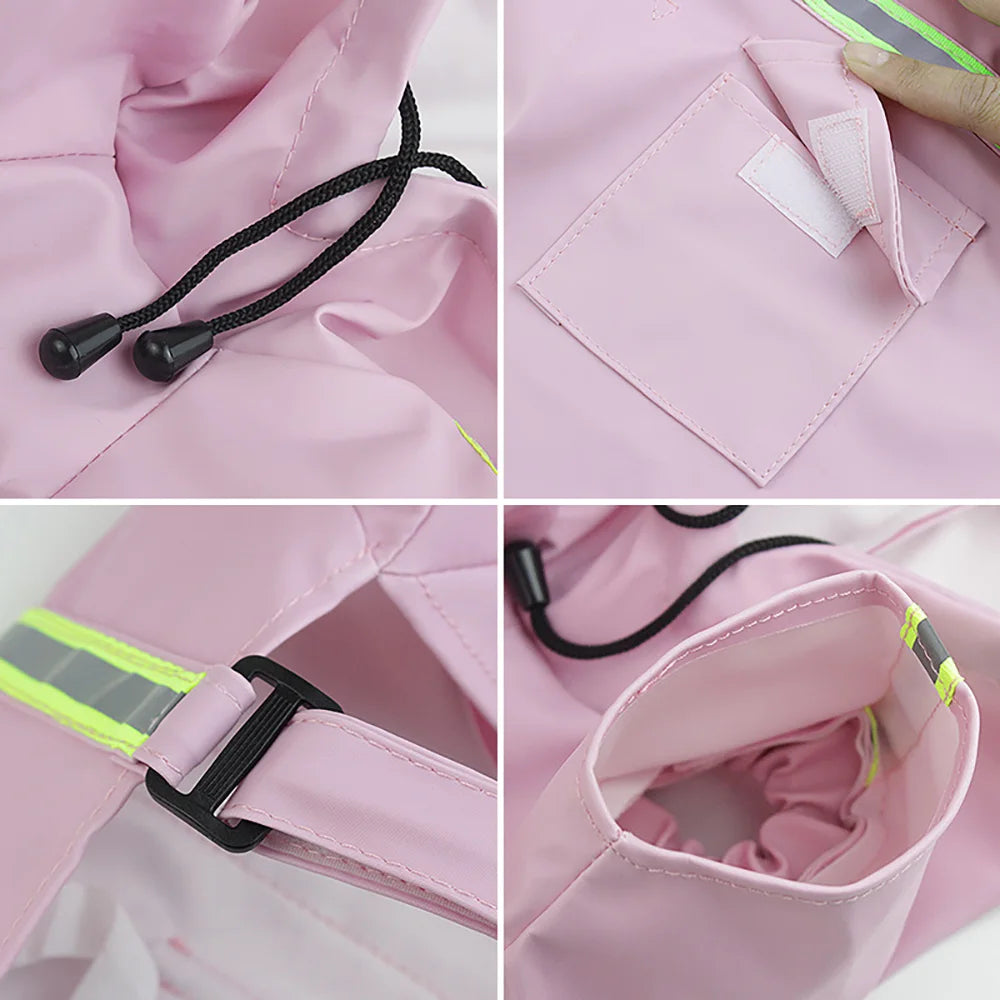 Dog Raincoat Cloak Style Hooded Reflective Waterproof Rainproof Coat