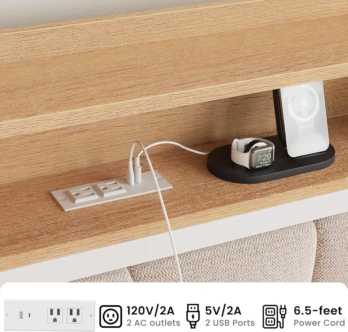 LIKIMIO Daybed With Trundle Bed And Upholstered Headboard Charging Station