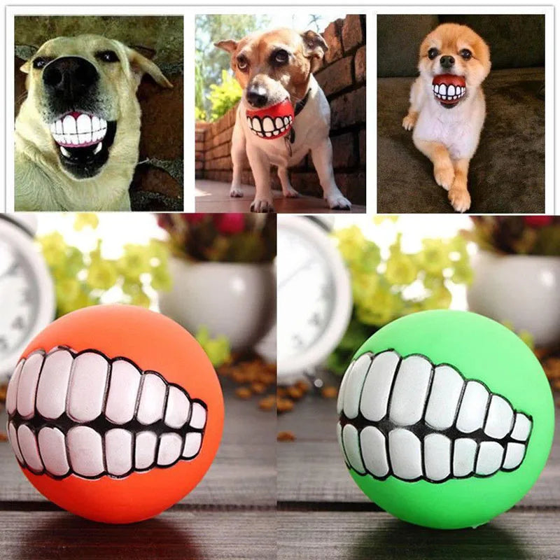 Pawstrip Rubber Squeaky Dog Toy Ball Bite Resistant Chew Toy