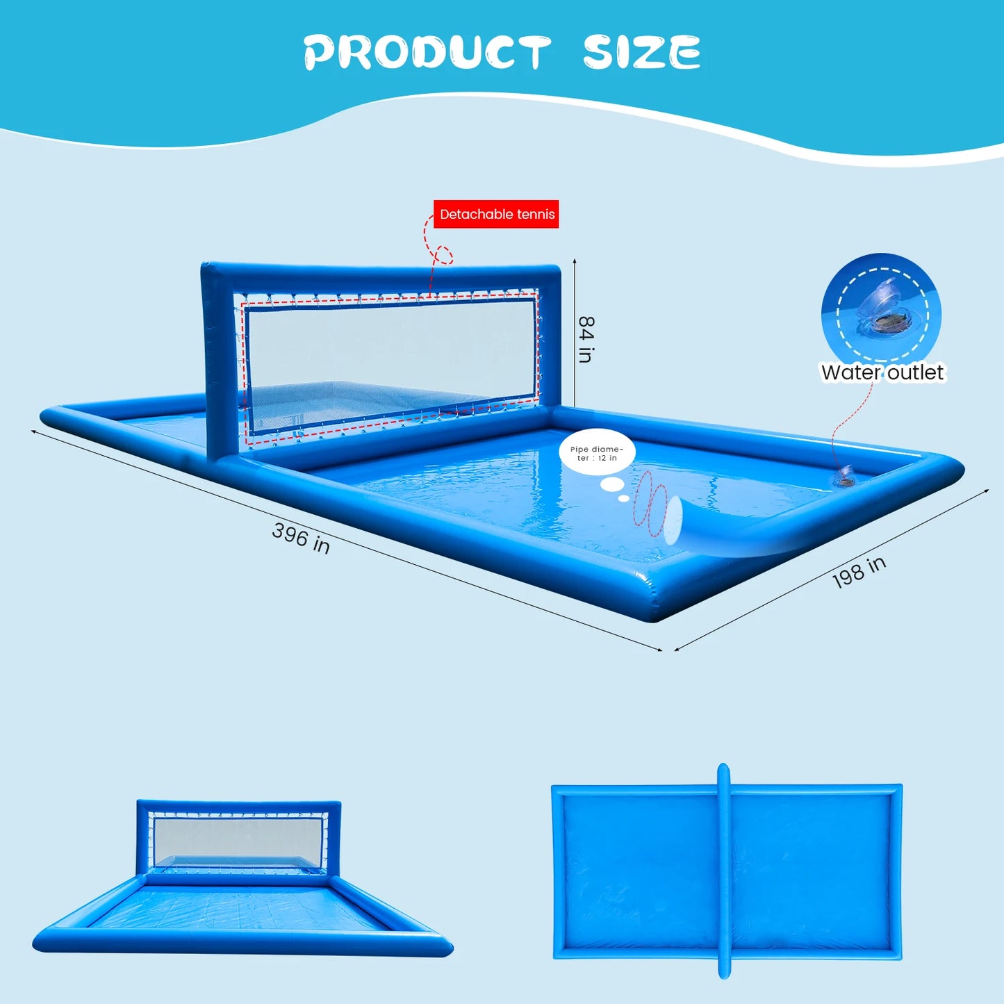 RTS Inflatable Outdoor Water Volleyball Court For Pools