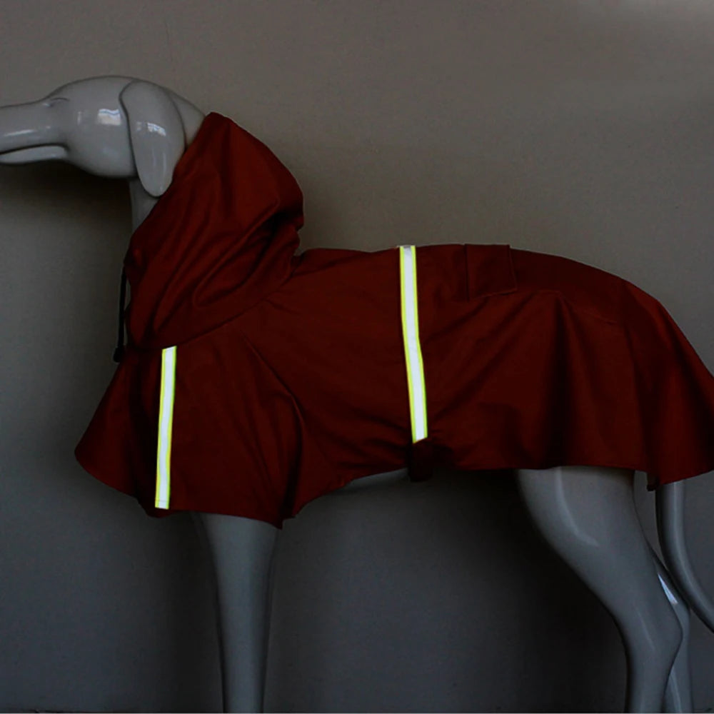 Dog Raincoat Cloak Style Hooded Reflective Waterproof Rainproof Coat