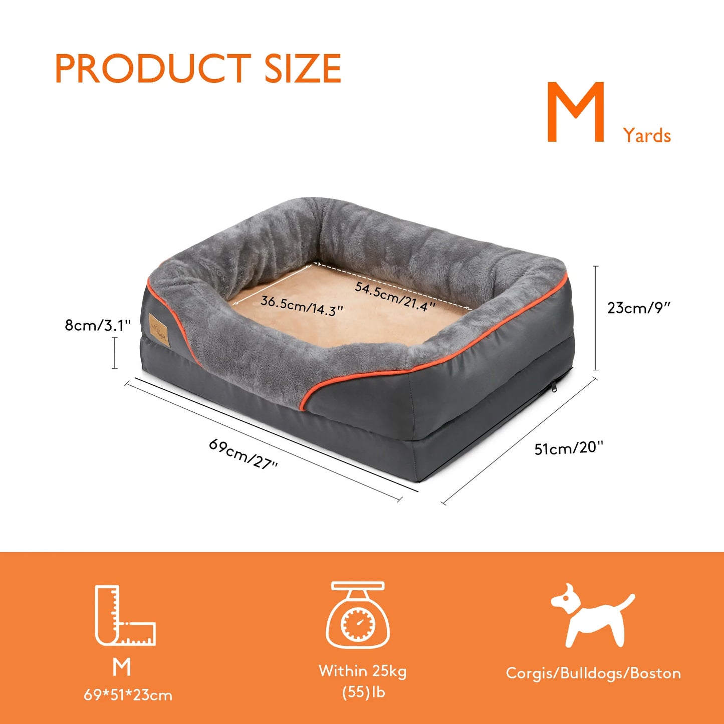 BINGOPAW Orthopedic Dog Bed Memory Foam Quilted Bolstered Sofa