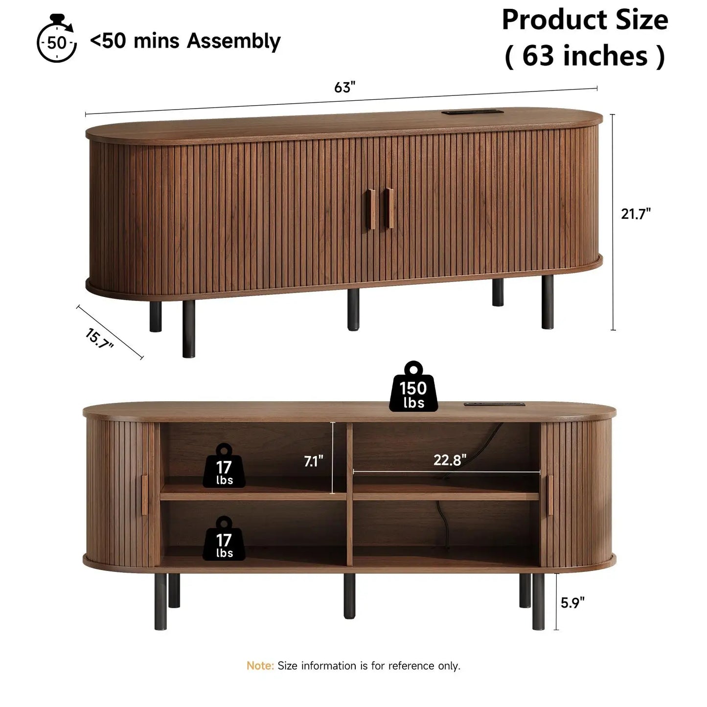 TV Stand With Power Outlet Entertainment Center And Sliding Doors
