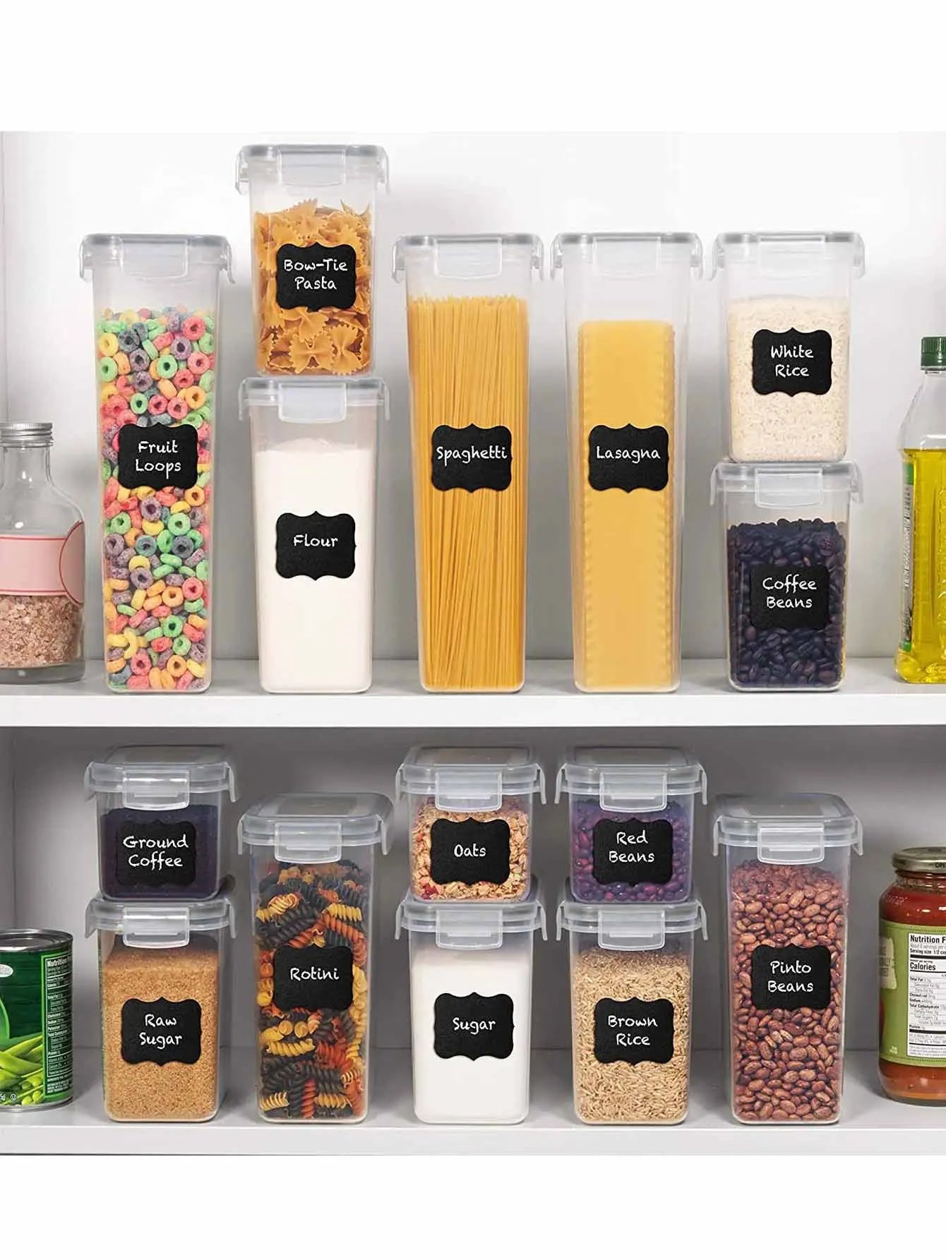 Airtight Food Storage Containers Set With Labels, 24 Pieces