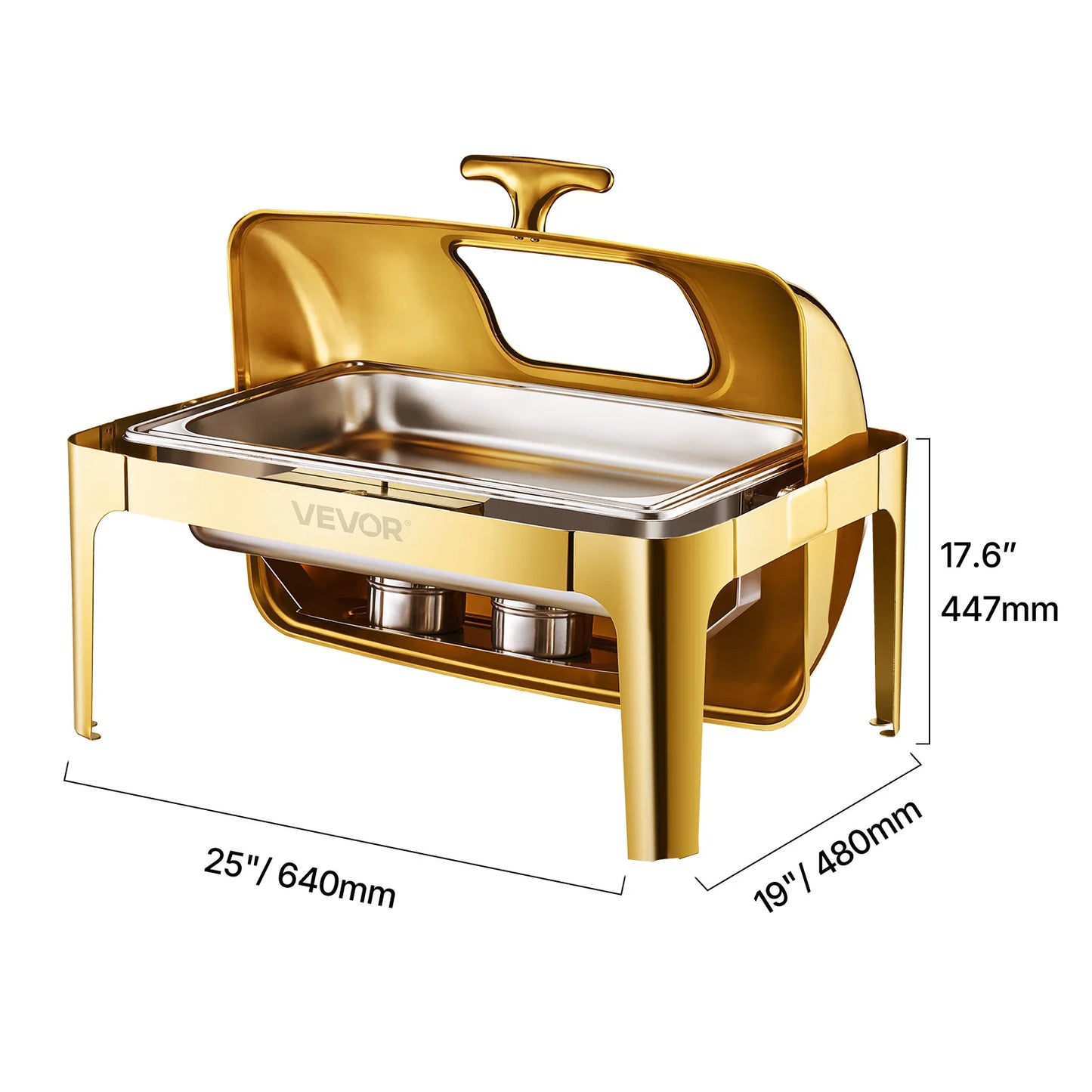 SucceBuy Stainless Steel Roll Top Chafing Dish Warmer Server