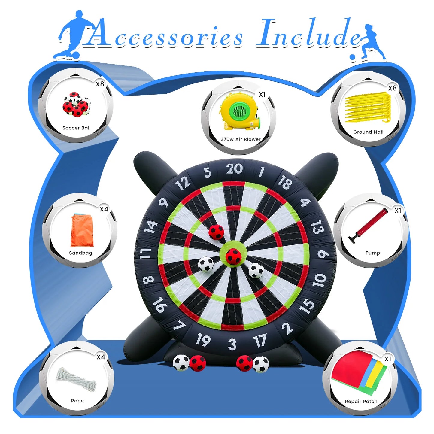 King Inflatable Giant Soccer Ball Darts Board With Blower