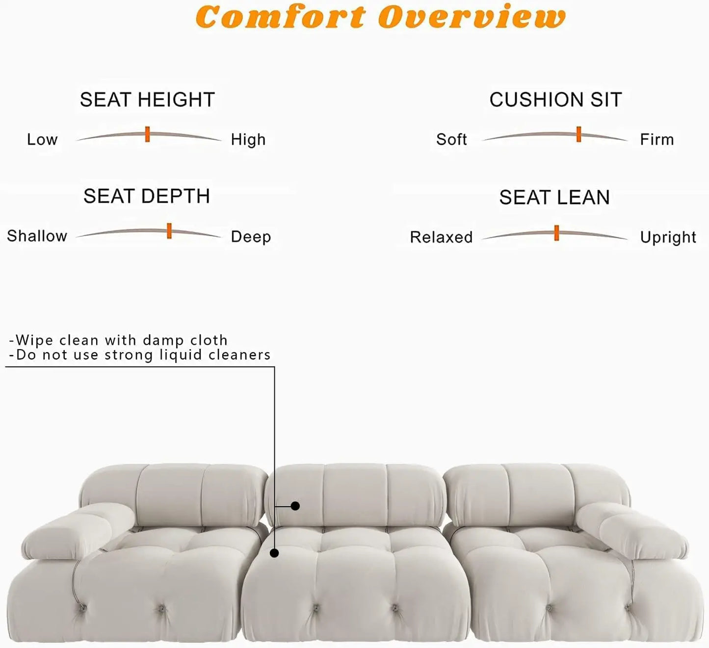 Sdorens Velvet Convertible Modular Sectional Sofa For Living Room