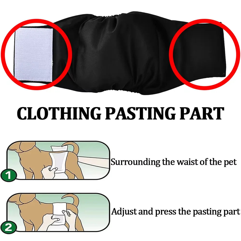 Washable Male Dog Diapers 3 Pack Adjustable Belly Band