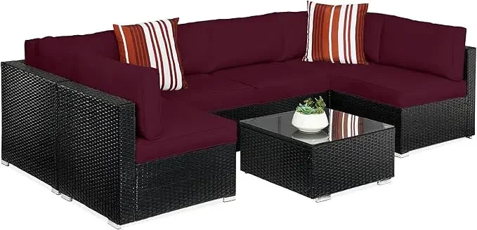 Outdoor Modular Wicker Patio Sectional Set With Pillows Cover Included
