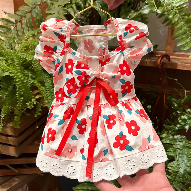 Doggyzstyle Summer Pet Dress Floral Plaid Pattern Princess Costume