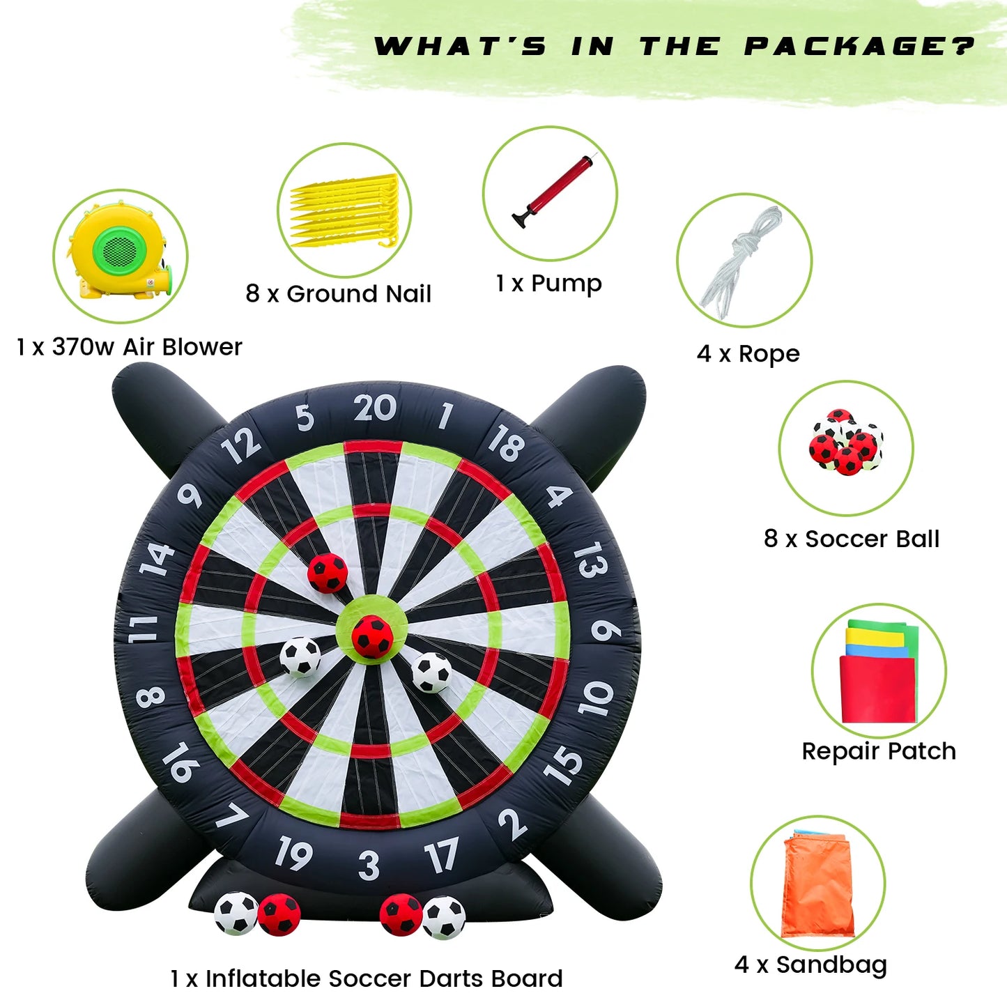King Inflatable Giant Soccer Ball Darts Board With Blower