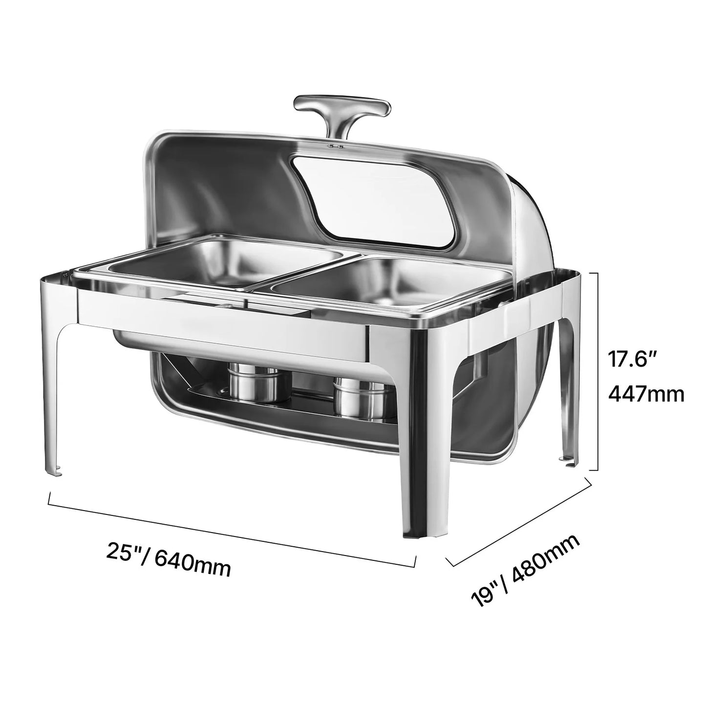 SucceBuy Stainless Steel Roll Top Chafing Dish Warmer Server