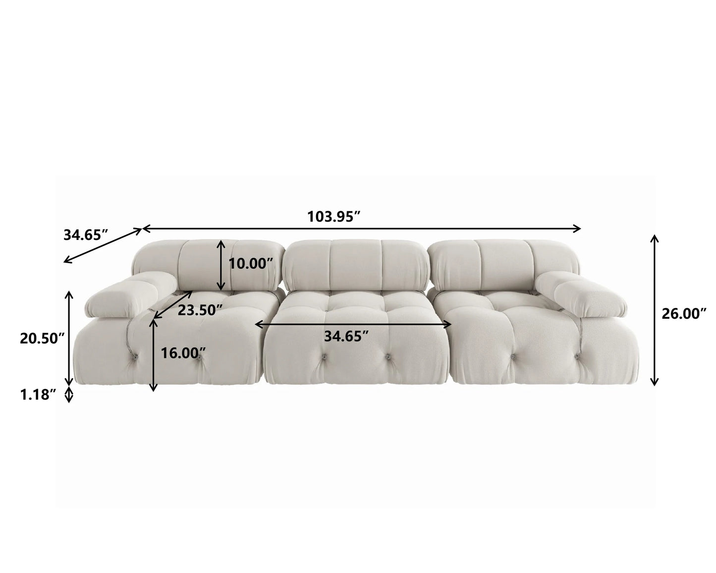 Sdorens Minimalist Velvet Modular Sectional Sofa Convertible