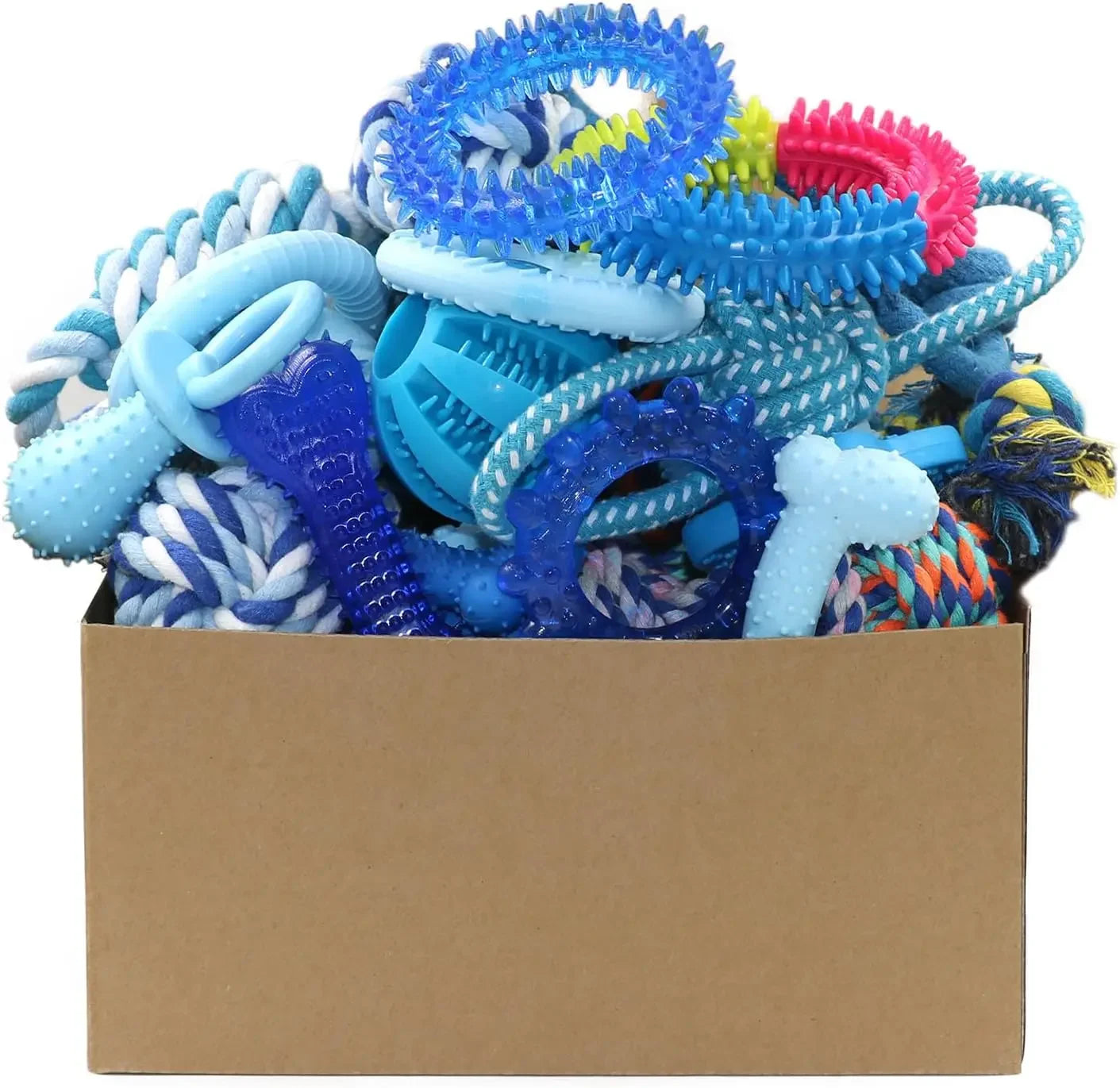 Christmas Dog Toys Pack 15 Count Rubber Rope Chew Toys