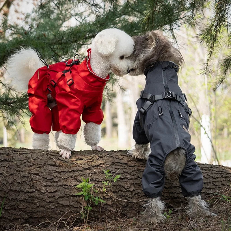 Dog Raincoat With Harness Waterproof Jacket Reflective Overalls