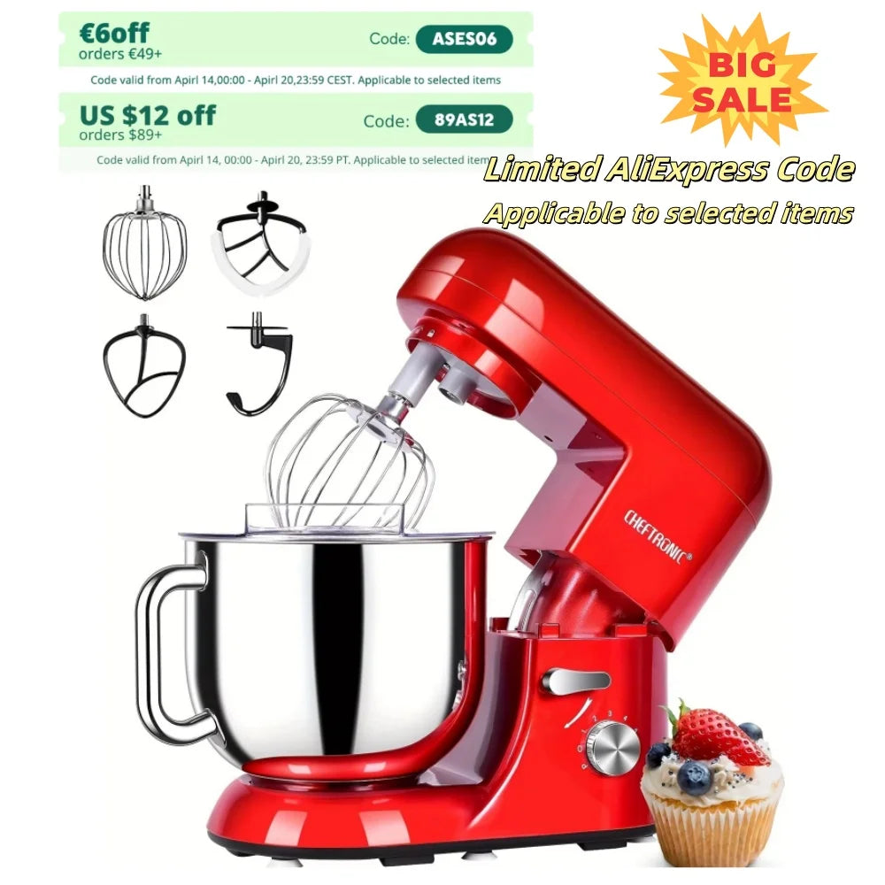 Cheftronic Tilt-Head Stand Mixer 650W Milk Frother