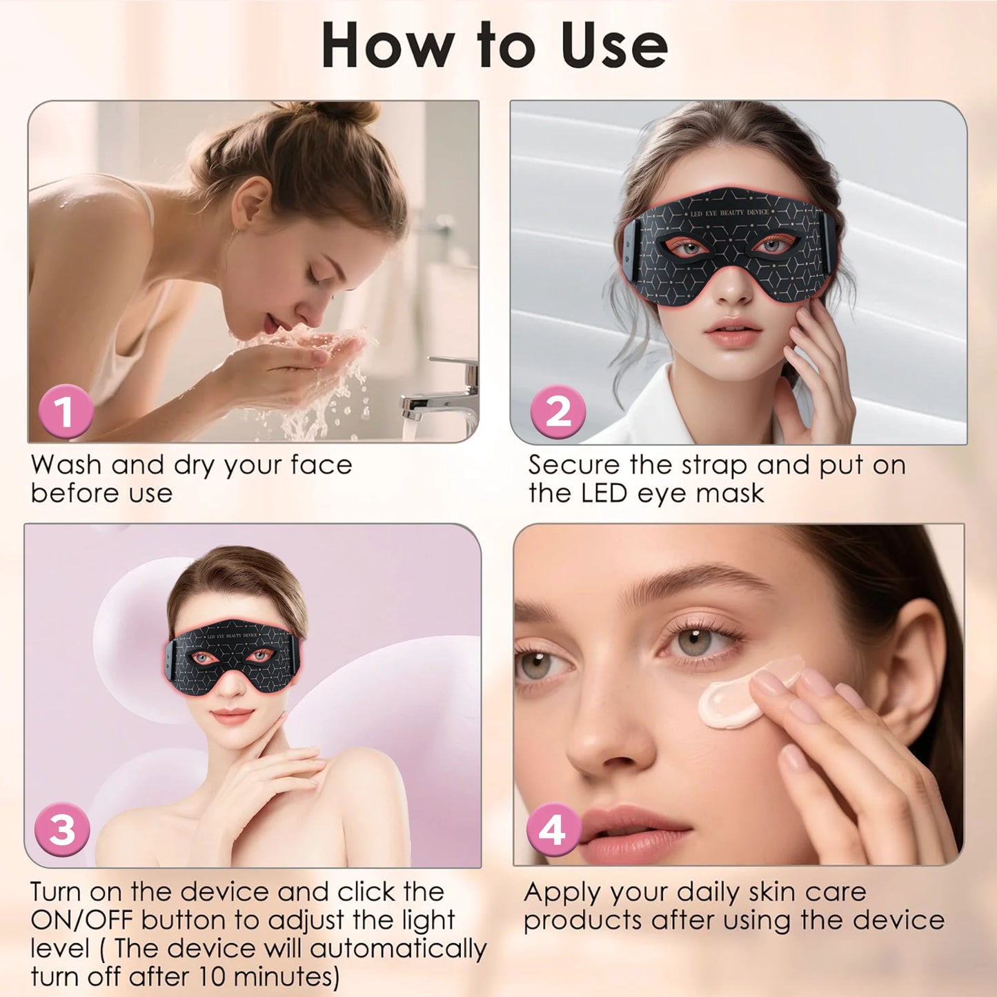 Wireless Red Light Therapy Eye Mask Infrared for Cosmetic Care