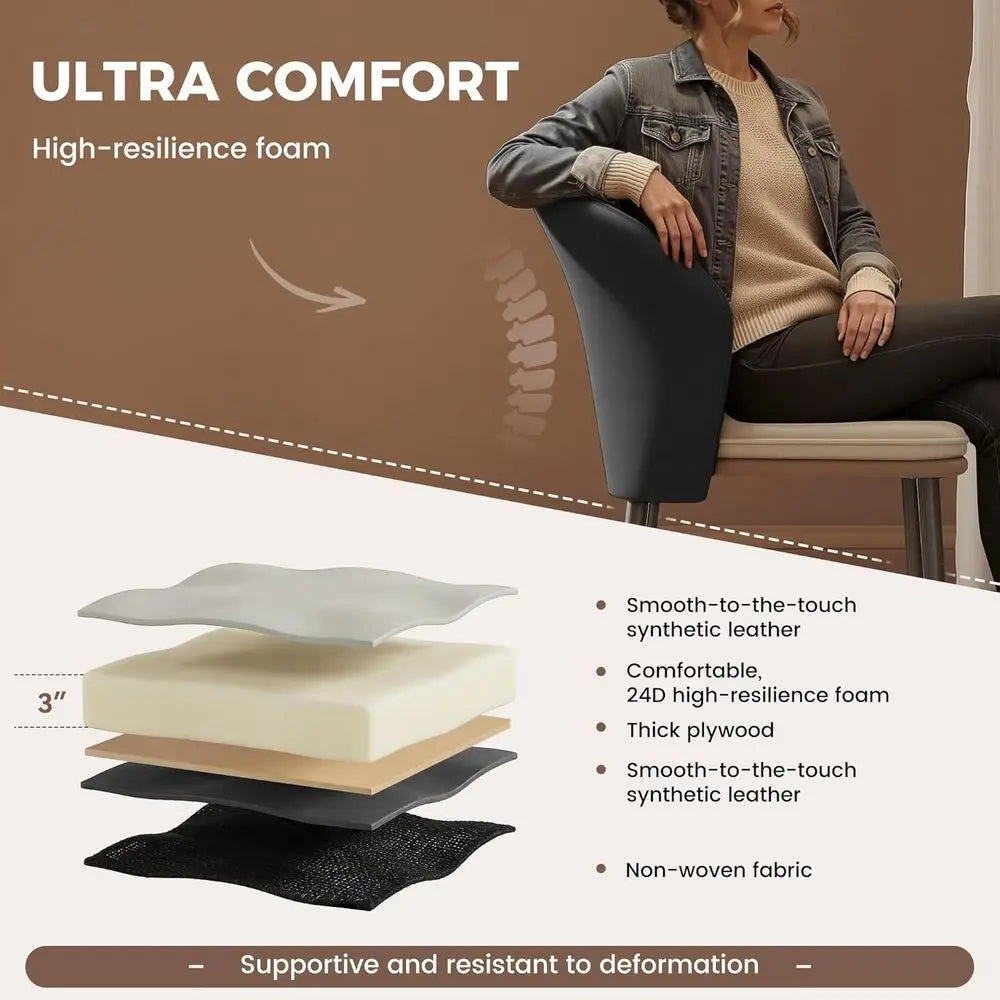 Curved Back Upholstered Dining Chairs With Metal Legs