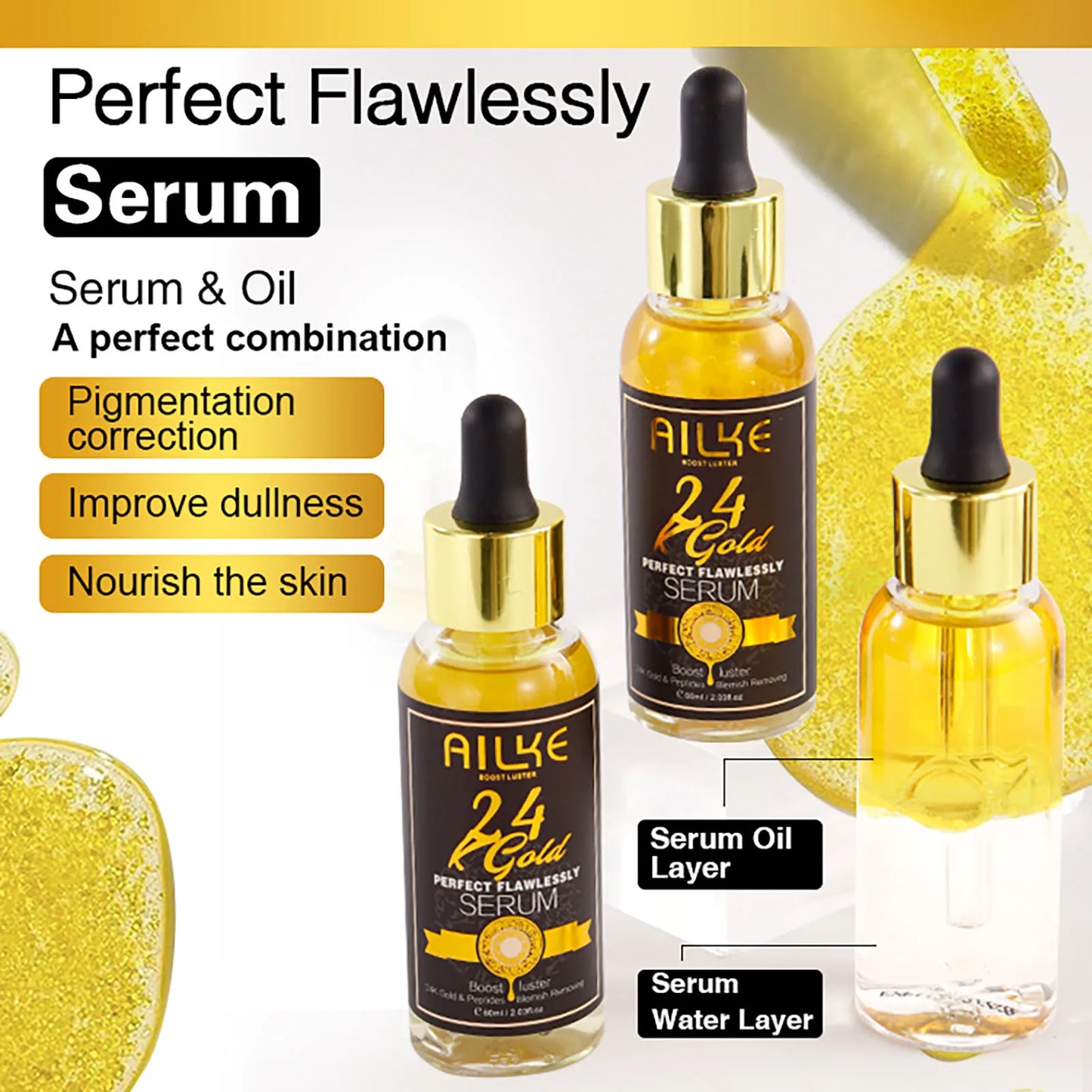 AILKE 24K Gold Collagen Cream Skin Care Set For Whitening
