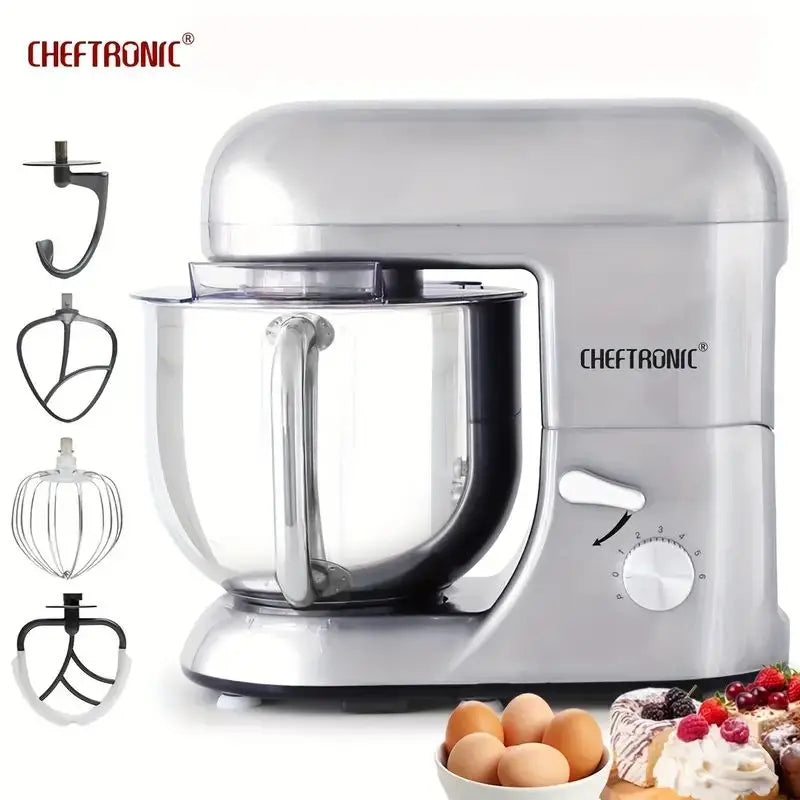 Cheftronic 6-Speed Stand Mixer With Dough Hook and Wire Whip