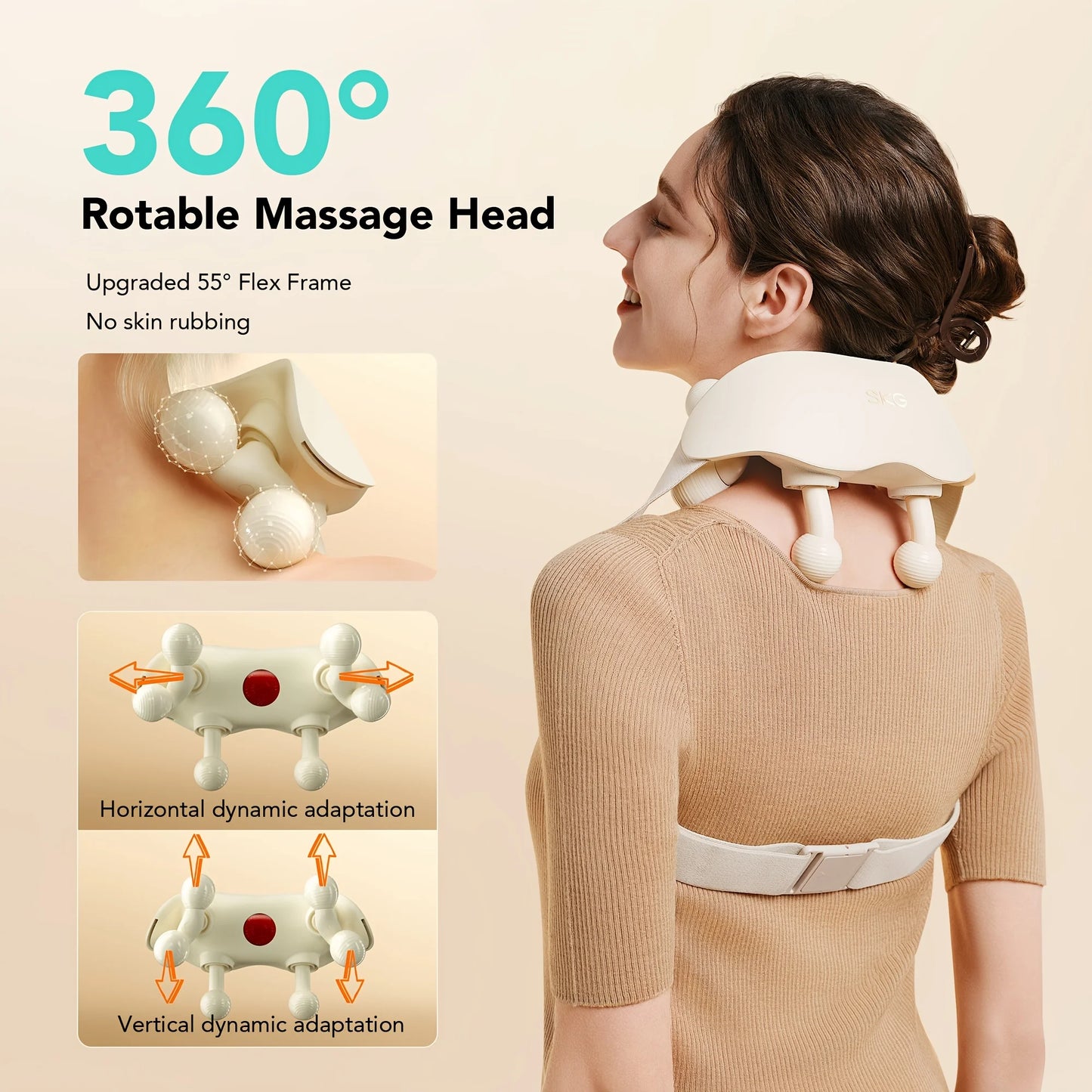 SKG Neck Massager With Heat 6D Portable Deep Tissue Cordless