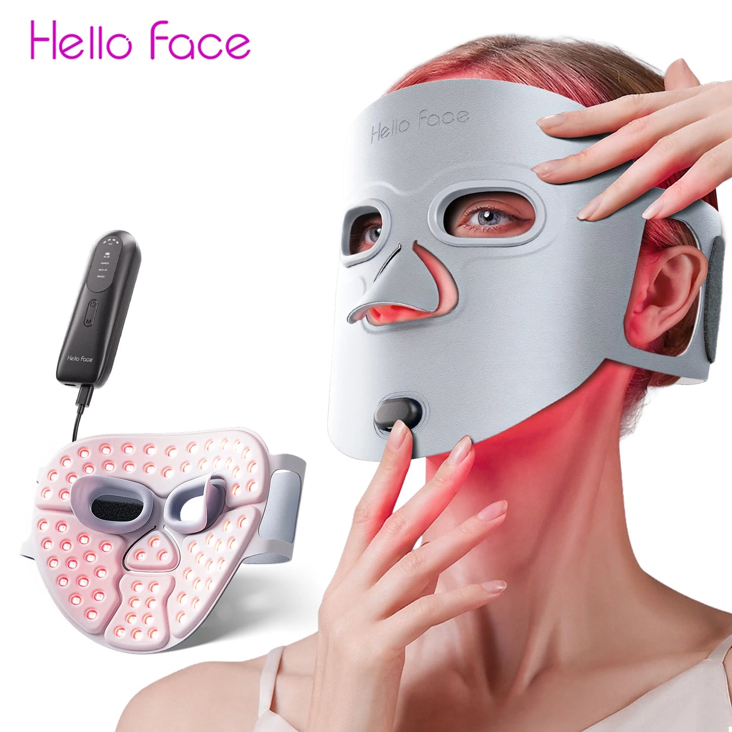 Hello Face LED Mask Infrared Red Light Therapy for Acne