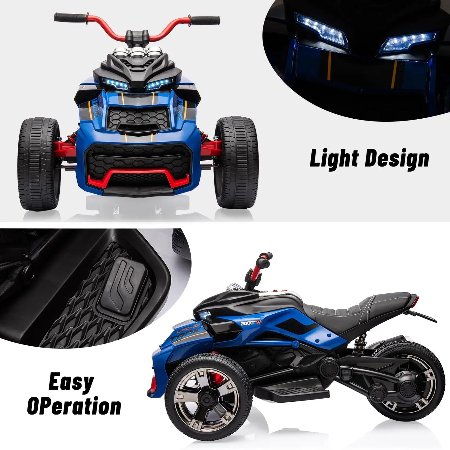 12V Kids Ride On Electric ATV With 2 Speeds And All Terrain EVA Tires