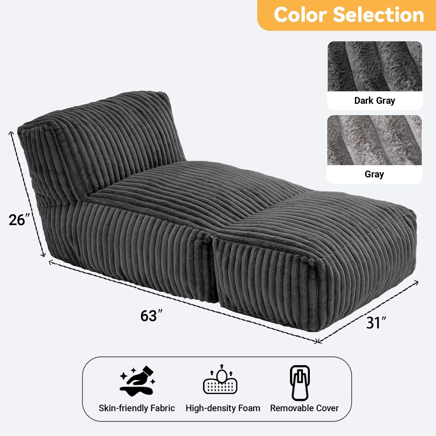 Corduroy Bean Bag Chair With Lumbar Support Convertible Sleeper