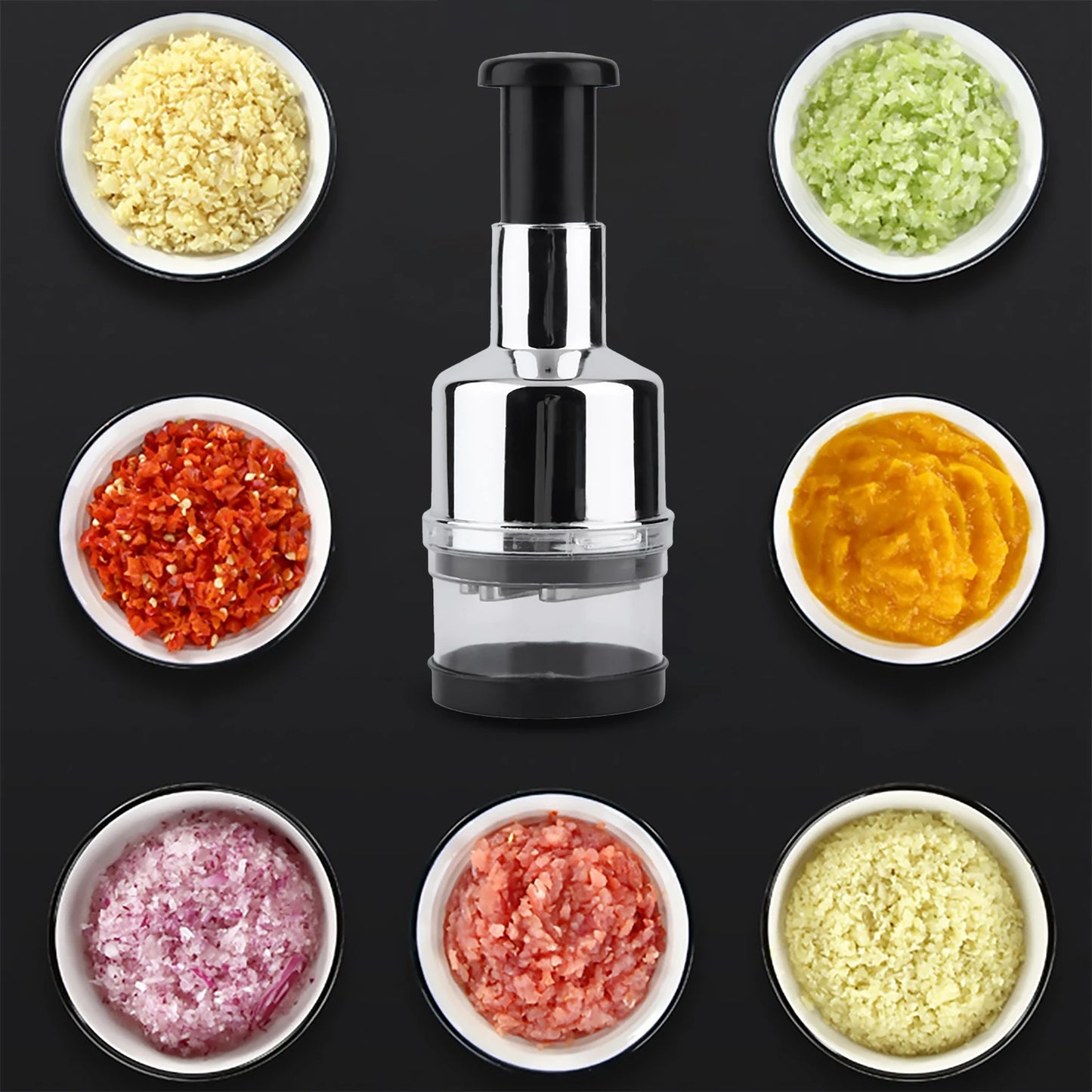 Manual Food Chopper Handheld Slap Press Mincer For Garlic Onions