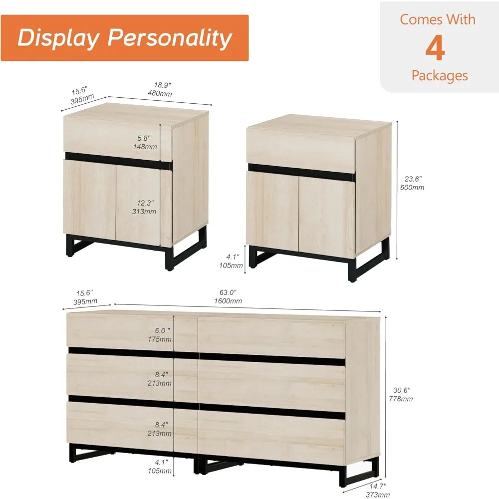 RBXC Dresser And Nightstand Set Modern Bedroom Furniture