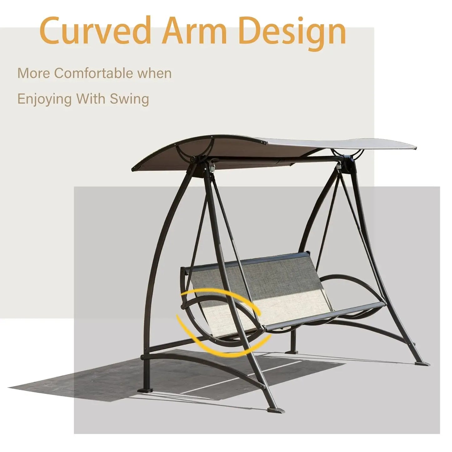 HUANZHUANG Domi 3 Seat Outdoor Patio Swing With Adjustable Canopy