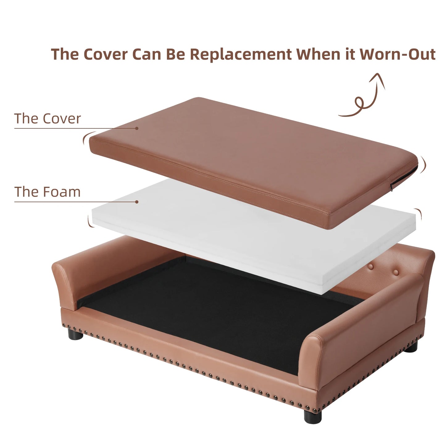 BINGOPAW Waterproof Sofa Bed For Dogs With Removable Cushion