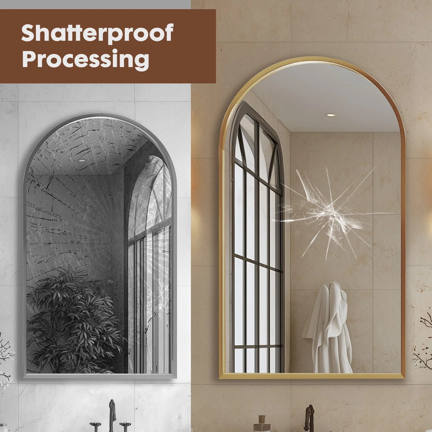 JHK Arched Framed Bathroom Mirror For Wall Decoration Modern Home