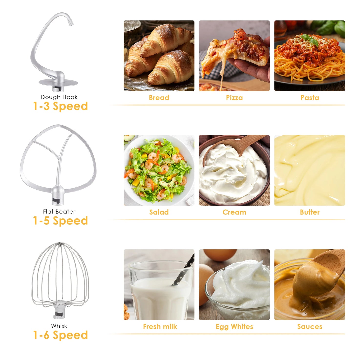 Biolomix Stand Mixer 6 Speed 1200W With Dough Hook