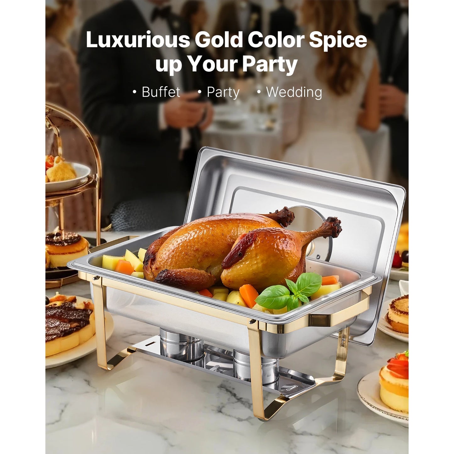 SucceBuy Stainless Steel Chafing Dish Buffet Set With Pans