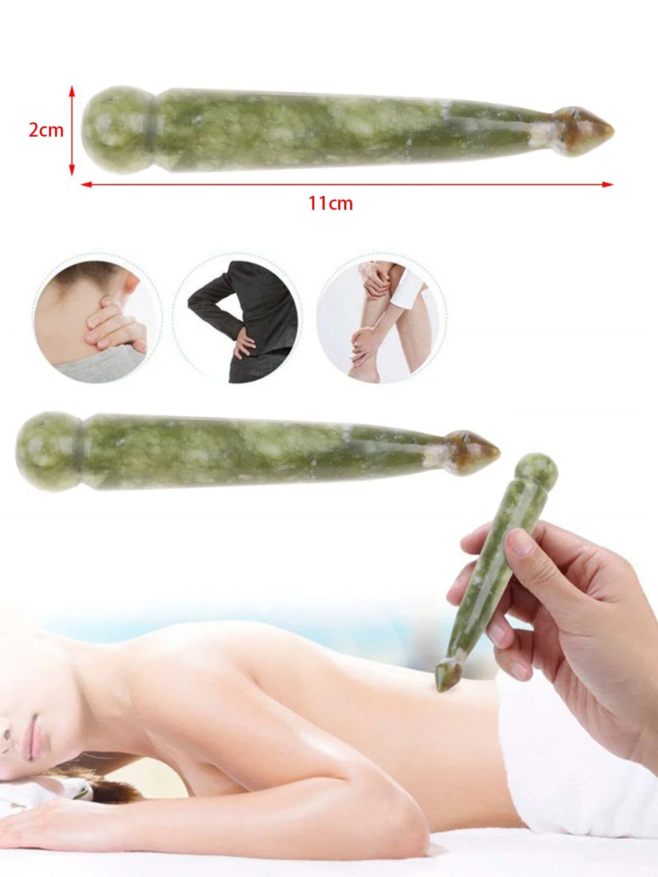 Natural Jade Stone Gua Sha Facial Massage Tool For Meridian Points
