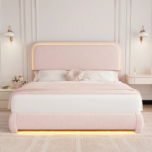 SIBEDS LED Bed Frame With Storage Drawers And Rounded Headboard