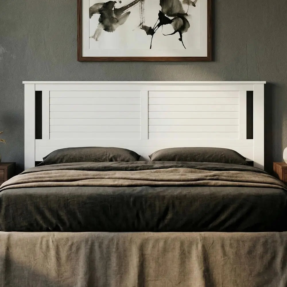 Serene Solid Wood Headboard With Horizontal Scoring