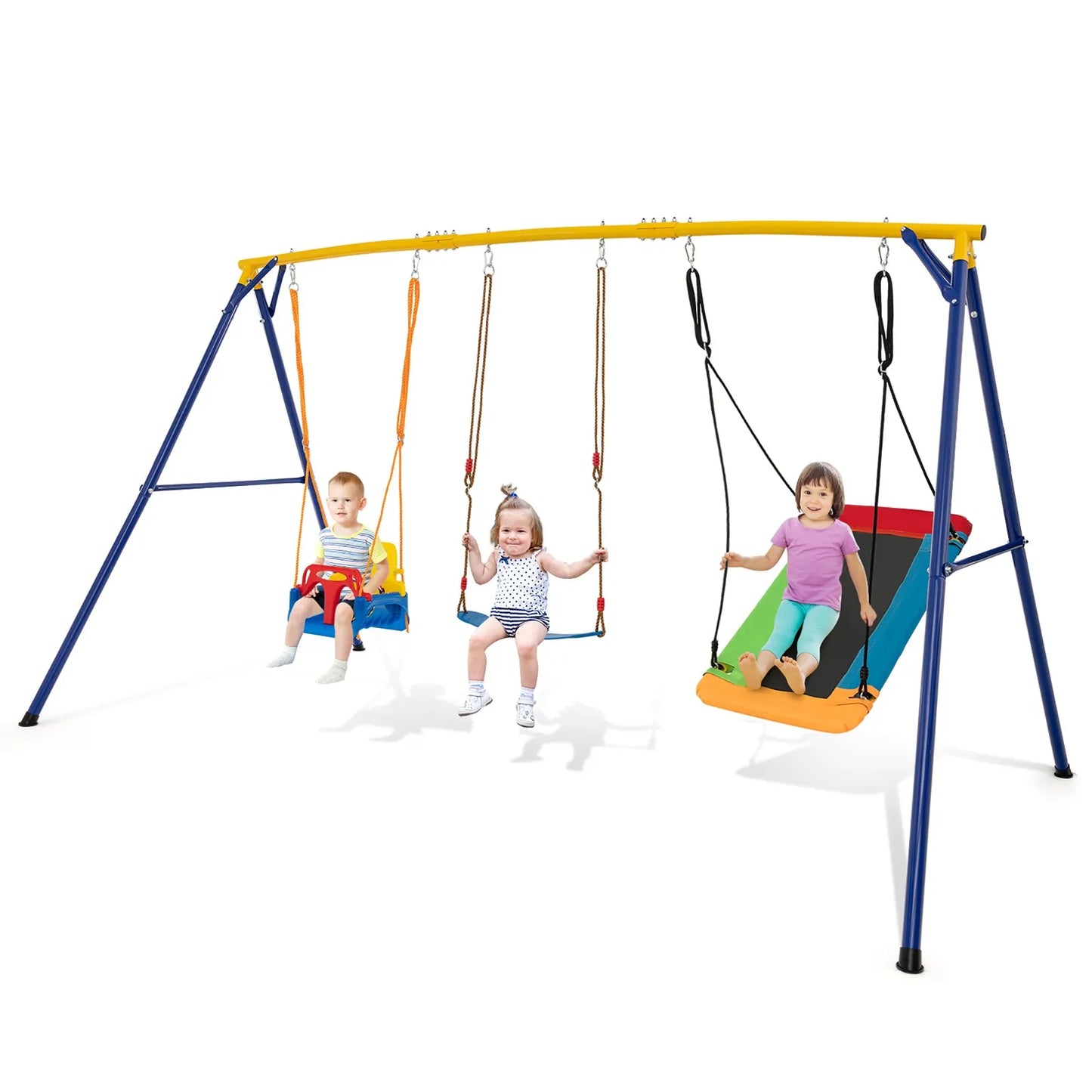Unbrand 3 In 1 Kids Swing Set With Belt SwingFrame