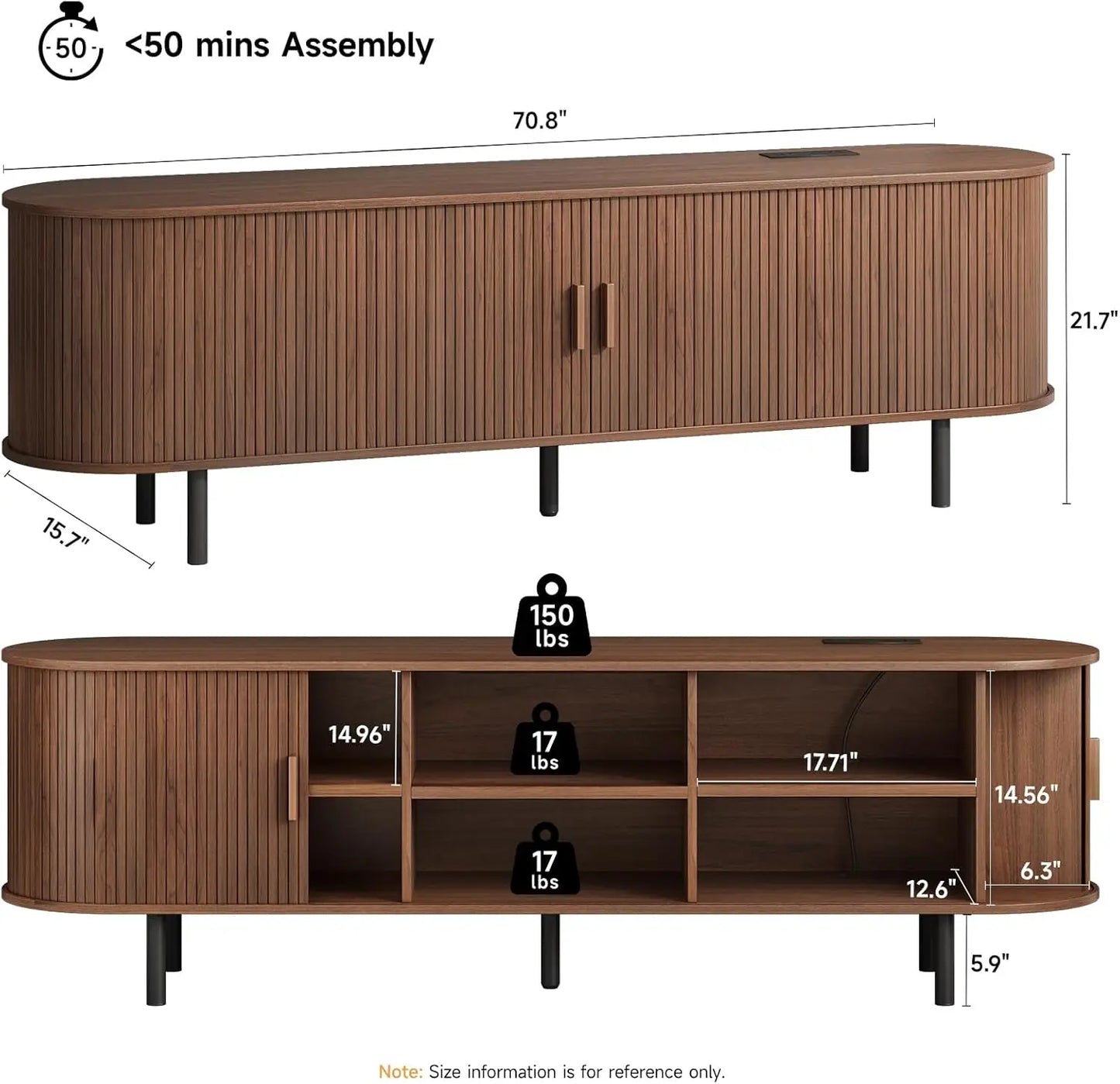 TV Stand With Power Outlet Entertainment Center And Sliding Doors