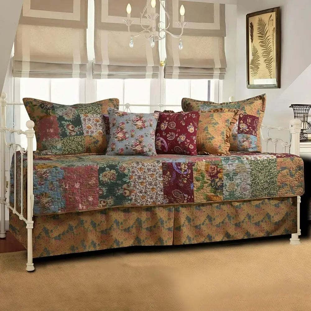 RBXC 100 Percent Cotton Patchwork Quilted Daybed Set 7 Piece