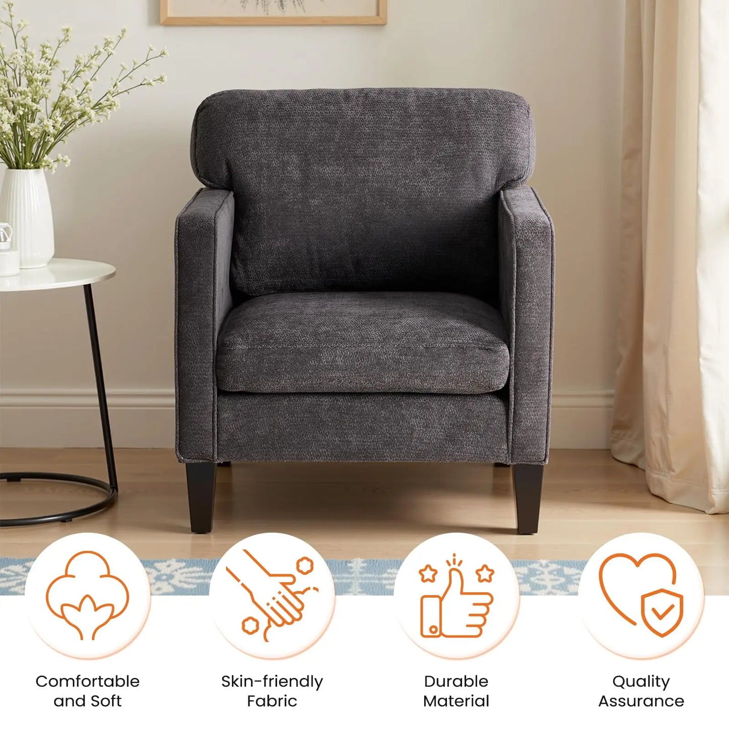 JHK Modern Accent Chair For Living Room With Armrest Backrest