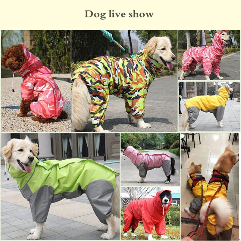 Dog Raincoat Hooded Waterproof Jumpsuit For Outdoor Use