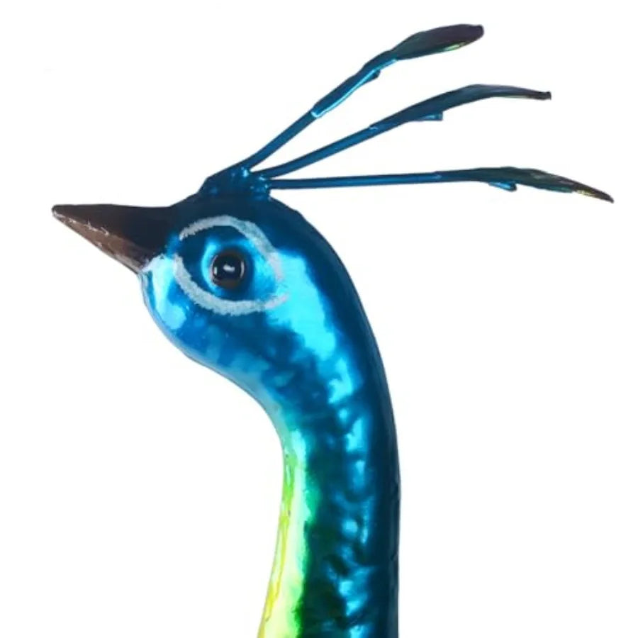 SHXI Metal Colorful Peacock Statues Set Of 2 Outdoor Garden