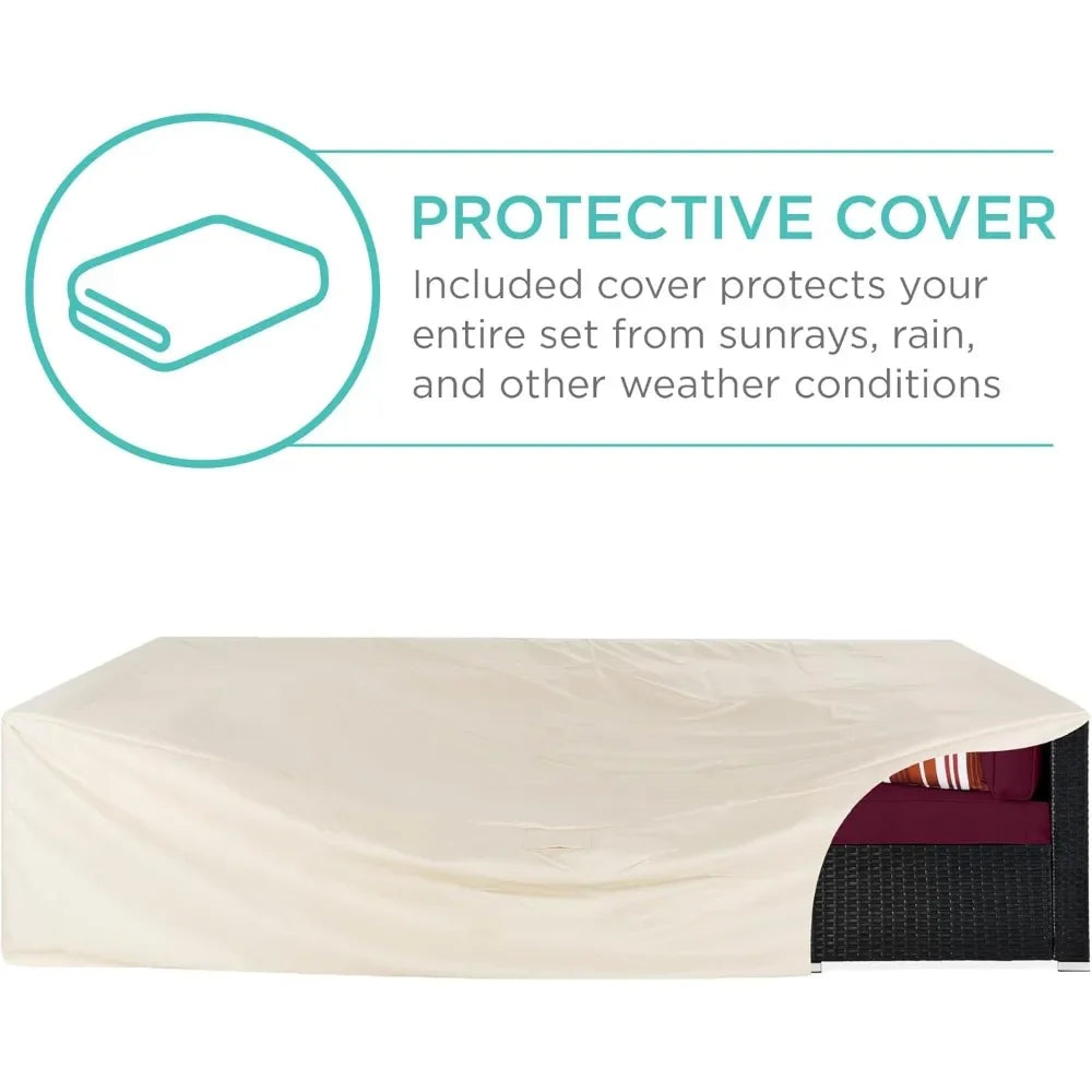 Outdoor Modular Wicker Patio Sectional Set With Pillows Cover Included