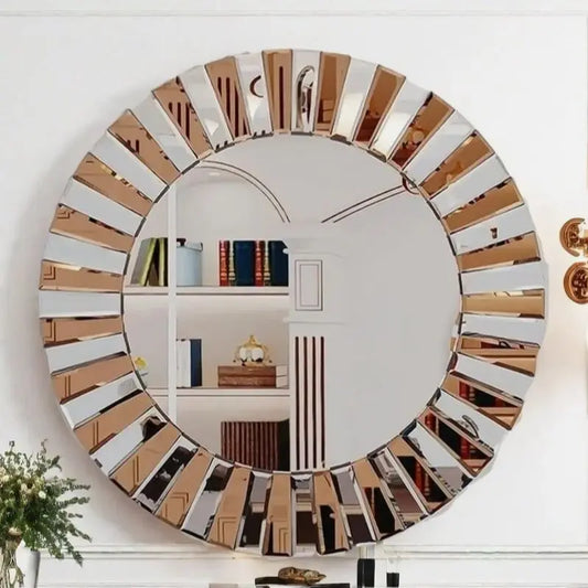 Elegant Round Starburst Wall Mirror For Living Room And Bedroom
